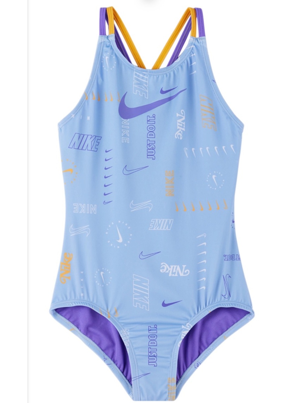 💜Nike Girls Blue Spiderback One-Piece Swimsuit!